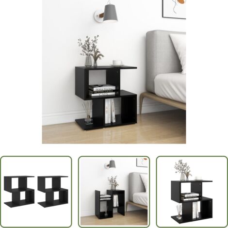 Comodino nero -  Comodini 2pz Neri 50x30x51,5 cm in Legno Multistrato