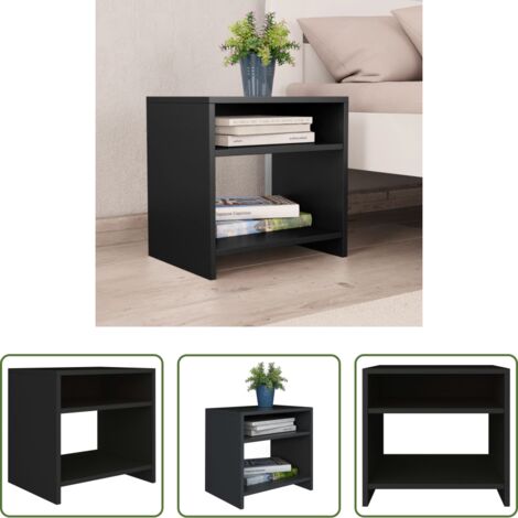 Comodino nero -  Comodino Nero 40x30x40 cm in Legno Multistrato