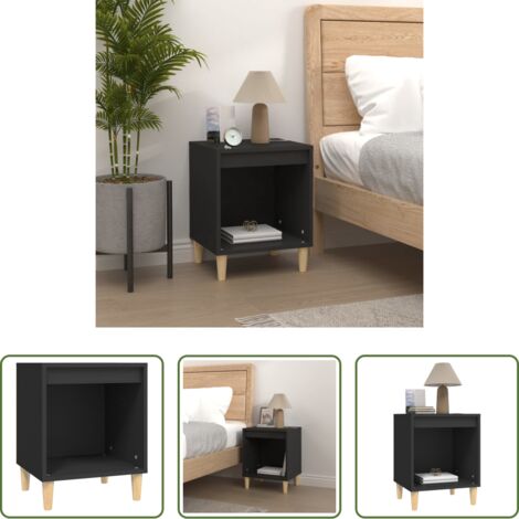 Comodino nero -  Comodino Nero 40x35x50 cm in Legno Multistrato
