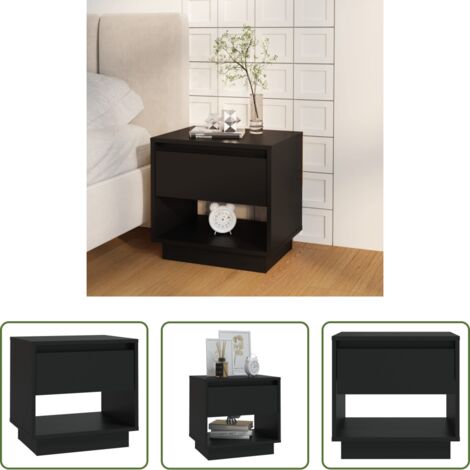 Comodino nero -  Comodino Nero 45x34x44 cm in Truciolato