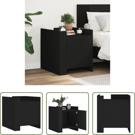 Comodino nero -  Comodino Nero 45x50x50 cm in Legno Multistrato