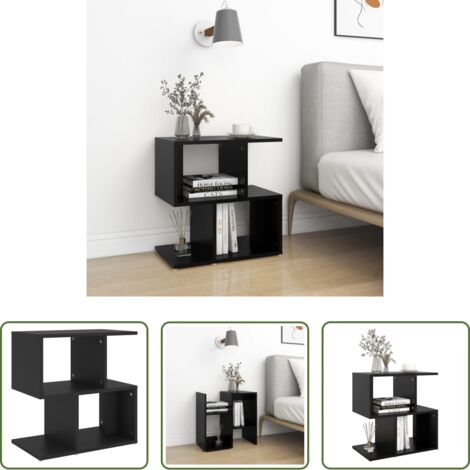 Comodino nero -  Comodino Nero 50x30x51,5 cm in Legno Multistrato