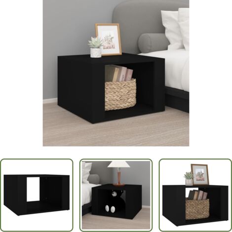 Comodino nero -  Comodino Nero 57x55x36 cm in Legno Multistrato