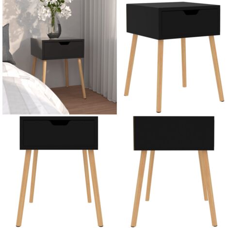 Comodino Nero Lucido 40x40x56 cm in Legno Multistrato - Comodino moderno - Comodino per camera da letto