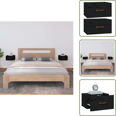 Comodino nero - vidaXL Comodini a Muro 2 pz Neri 40x29,5x22 cm - Comodino da parete in legno
