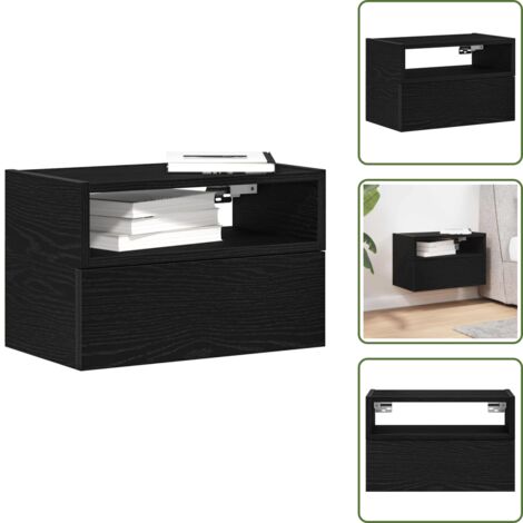 Comodino nero - vidaXL Comodino a Muro Nero 45x26x28,5 cm - Comodino con cassetto