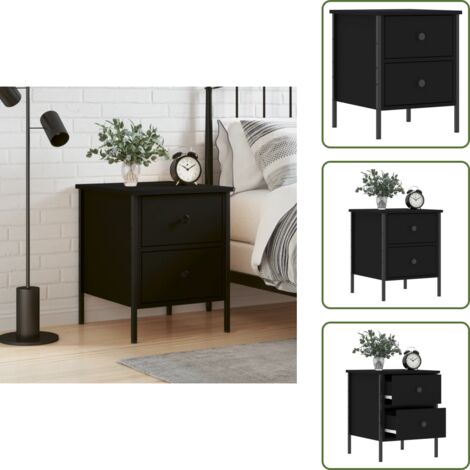 Comodino nero - vidaXL Comodino Nero 40x42x50 cm in Legno Multistrato - Comodino con piedini regolabili