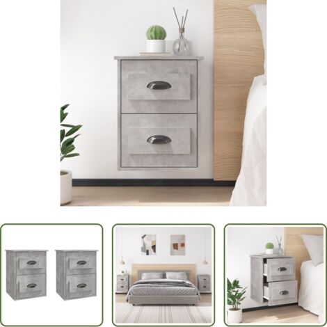 Comodino pensile -  Comodini a Parete 2 pz Grigio Cemento 41,5x36x53 cm