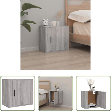 Comodino pensile -  Comodino a Muro Grigio Sonoma 50x30x47 cm
