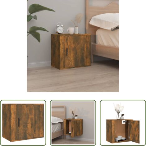 Comodino pensile -  Comodino a Muro Rovere Fumo 50x30x47 cm