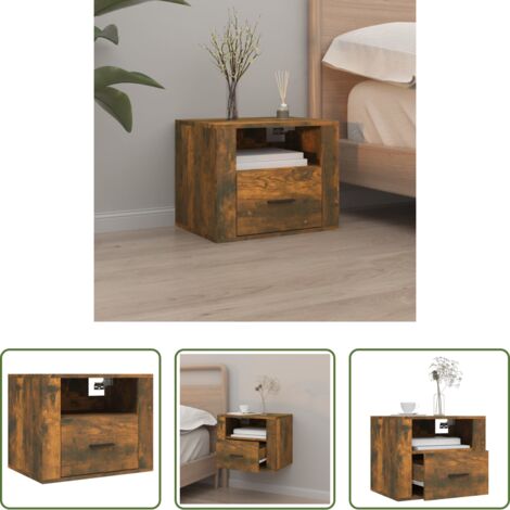 Comodino pensile -  Comodino a Muro Rovere Fumo 50x36x40 cm