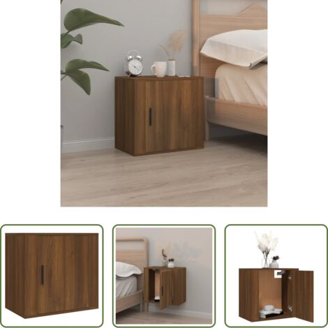 Comodino pensile -  Comodino a Muro Rovere Marrone 50x30x47 cm