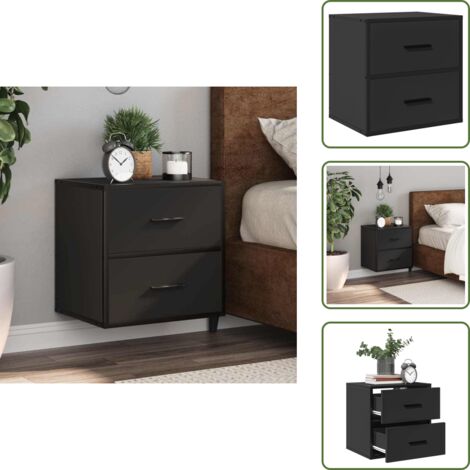Comodino per appartamento - vidaXL Comodino a Muro Nero 40x31x39,5 cm - Comodino con cassetti