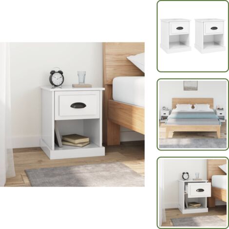 Comodino per camera da letto - vidaXL Comodini 2 pz Bianco Lucido 39x39x47,5 cm in Legno Multistrato - Comodino per salotto
