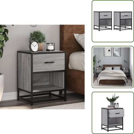 Comodino per camera da letto - vidaXL Comodini 2 pz Grigio Sonoma 40x31x50 cm in Truciolato - Comodino per soggiorno