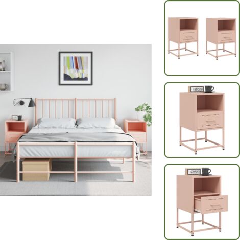 Comodino per camera da letto - vidaXL Comodini 2 pz Rosa 36x39x60,5 cm in Acciaio - Comodino per salotto