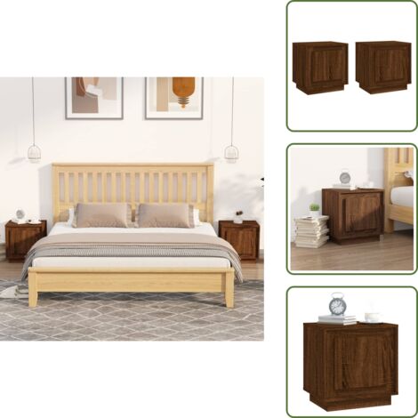 Comodino per camera da letto - vidaXL Comodini 2 pz Rovere Marrone 44x35x45 cm in Legno Multistrato - Comodino per salotto