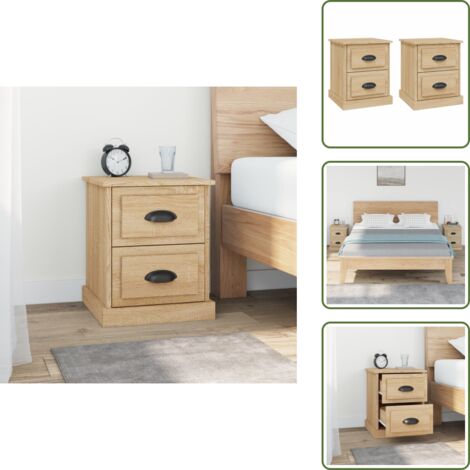 Comodino per camera da letto - vidaXL Comodini 2 pz Rovere Sonoma 39x39x47,5 cm in Legno Multistrato - Comodino per salotto