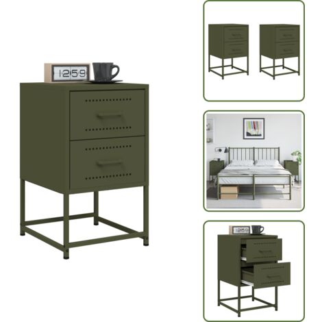 Comodino per camera da letto - vidaXL Comodini 2 pz Verde Oliva 36x39x60,5 cm in Acciaio - Comodino per salotto