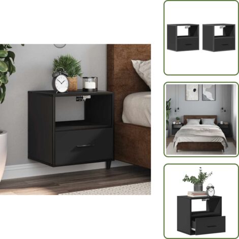 Comodino per camera da letto - vidaXL Comodini a Muro 2 pz Nero 40x31x39,5 cm - Comodino per bagno