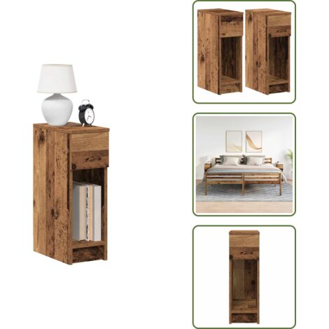 Comodino per camera da letto - vidaXL Comodini con Cassetto 2 pz in Legno Antico 20x36x60 cm - Comodino con maniglie