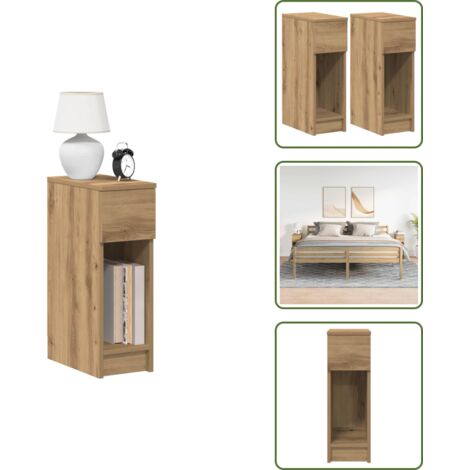 Comodino per camera da letto - vidaXL Comodini con Cassetto 2 pz Rovere Artigianale 20x36x60 cm -