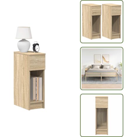 Comodino per camera da letto - vidaXL Comodini con Cassetto 2 pz Rovere Sonoma 20x36x60 cm - Comodino con cassetto e vano aperto