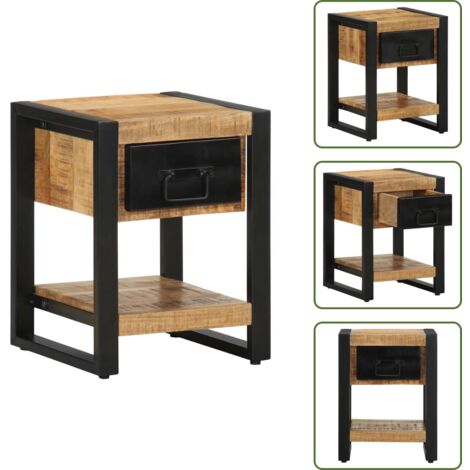 Comodino per camera da letto - vidaXL Comodino 35x34x45 cm in Legno Massello Mango Grezzo -