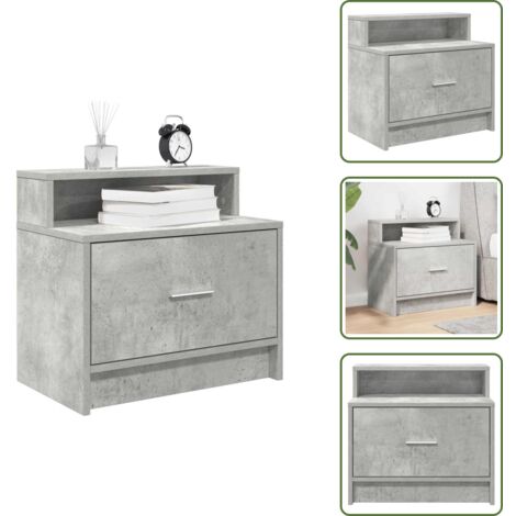 Comodino per camera da letto - vidaXL Comodino con Cassetto Grigio Cemento 51x31x47 cm - Armadio per oggetti
