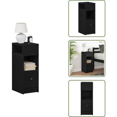 Comodino per camera da letto - vidaXL Comodino con Cassetto Nero 25x31x66 cm - Comodino con vani portaoggetti