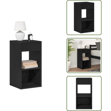 Comodino per camera da letto - vidaXL Comodino con Cassetto Rovere Nero 35x34x66,5 cm - Comodino con cassetto e vani