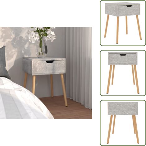 Comodino per camera da letto - vidaXL Comodino Grigio Cemento 40x40x56 cm in Legno Multistrato - Comodino con cassetto
