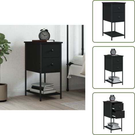 Comodino per camera da letto - vidaXL Comodino Nero 32x42x70 cm in Legno Multistrato - Comodino per soggiorno