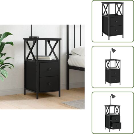 Comodino per camera da letto - vidaXL Comodino Nero 34x35,5x70 cm in Legno Multistrato - Comodino per soggiorno