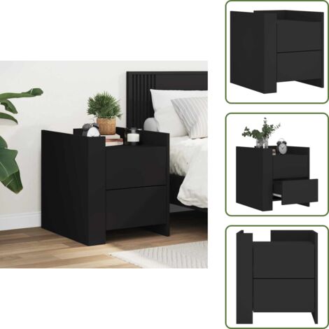 Comodino per camera da letto - vidaXL Comodino Nero 45x50x50 cm in Legno Multistrato - Comodino per soggiorno