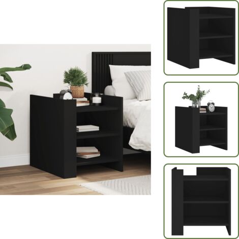 Comodino per camera da letto - vidaXL Comodino Nero 45x50x50 cm in Legno Multistrato - Comodino per soggiorno