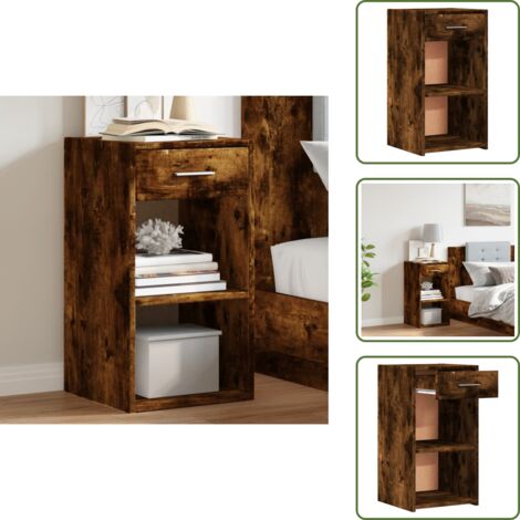 Comodino per camera da letto - vidaXL Comodino Rovere Fumo 35x34x65 cm in Legno Multistrato - Comodino per salotto
