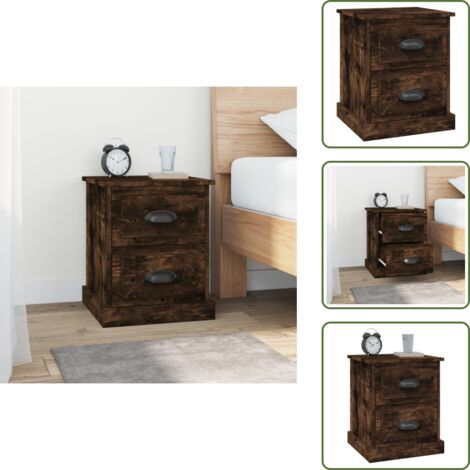 Comodino per camera da letto - vidaXL Comodino Rovere Fumo 39x39x47,5 cm in Legno Multistrato - Comodino per salotto