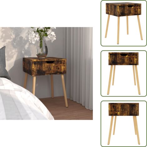 Comodino per camera da letto - vidaXL Comodino Rovere Fumo 40x40x56 cm in Legno Multistrato - Comodino con cassetto