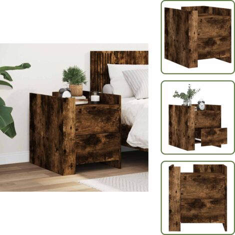 Comodino per camera da letto - vidaXL Comodino Rovere Fumo 45x50x50 cm in Truciolato - Comodino per soggiorno