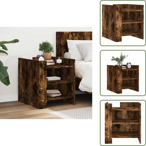 Comodino per camera da letto - vidaXL Comodino Rovere Fumo 45x50x50 cm in Truciolato - Comodino per soggiorno
