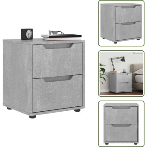 Comodino per camera da letto - vidaXL Comodino VISNES Grigio Cemento 45x40x50 cm in Legno Multistrato - Comodino per soggiorno