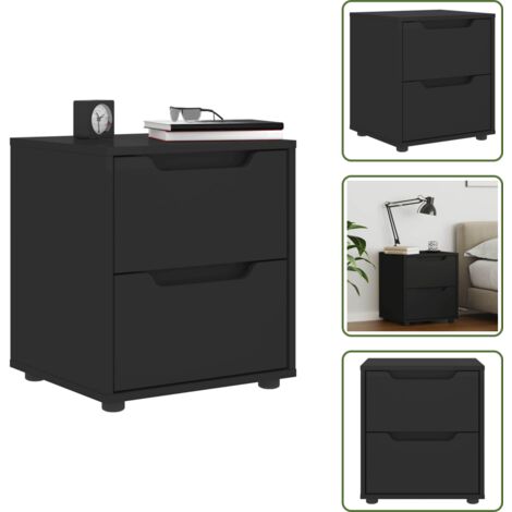 Comodino per camera da letto - vidaXL Comodino VISNES Nero 45x40x50 cm in Legno Multistrato - Comodino per soggiorno