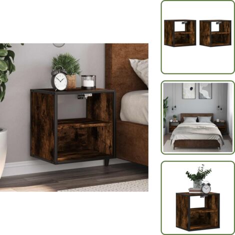 Comodino per camera - vidaXL Comodini a Muro 2 pz Rovere Fumo 40x31x39,5 cm - Comodino per soggiorno