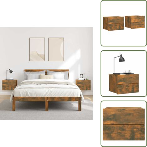 Comodino per camera - vidaXL Comodini Rovere Fumo 2 pz 40x30x30 cm Legno Multistrato - Comodino in legno multistrato