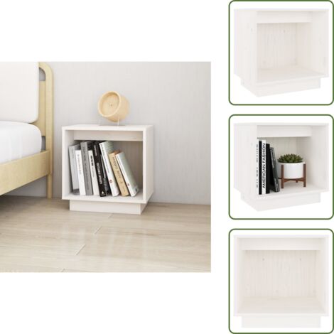 Comodino per camera - vidaXL Comodino Bianco 40x30x40 cm in Legno Massello di Pino - Comodino in legno massello