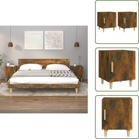 Comodino per casa - vidaXL Comodini 2 pz Rovere Fumo in Legno Multistrato -