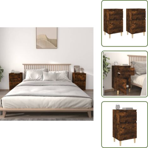 Comodino per foto - vidaXL Comodini 2pz Rovere Fumo 40x35x70 cm - Comodino per decorazioni