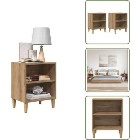 Comodino per interni - vidaXL Comodini Rovere Artigianale 2 pz 40x30x50 cm Legno Multistrato - Comodino con piano