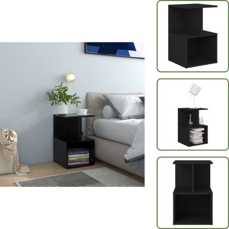 Comodino per interni - vidaXL Comodino Nero 35x35x55 cm in Legno Multistrato - Comodino decorativo